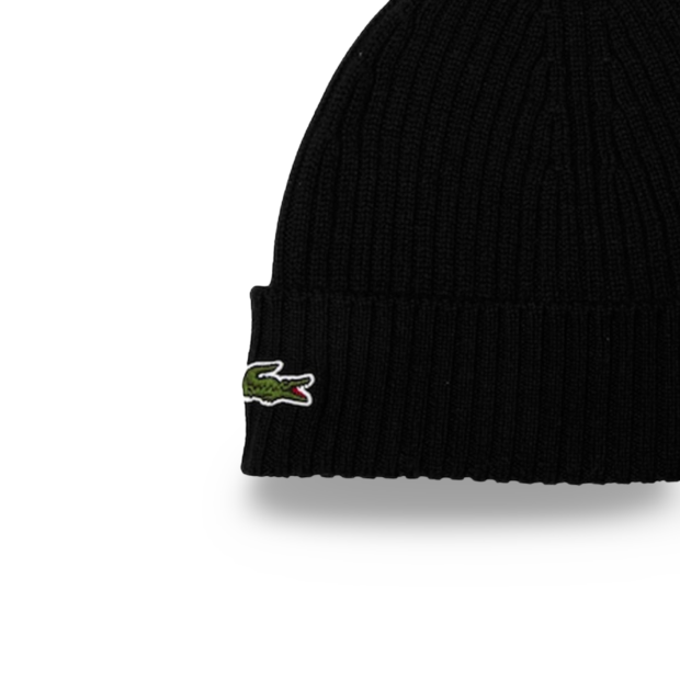 LACOSTE UNISEX RIBBED WOOL BEANIE BLACK - Image 3